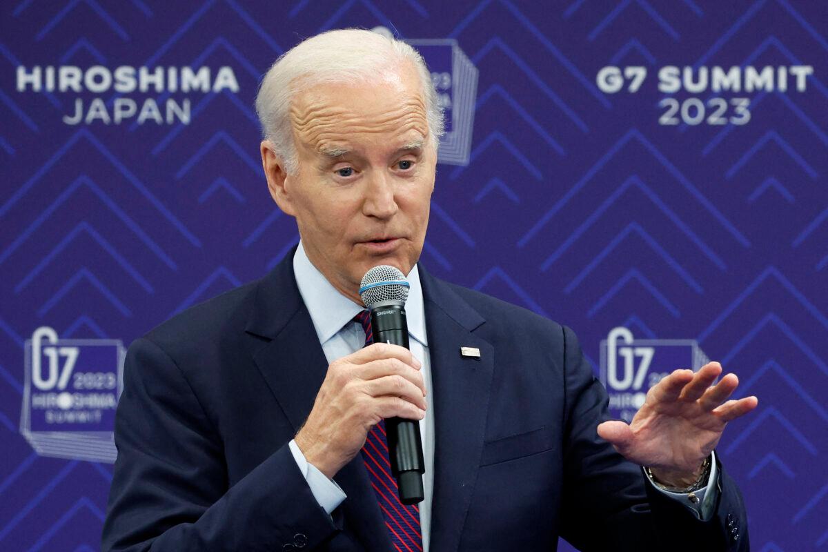 President Joe Biden speaks during a press conference following the G7 Leaders' Summit in Hiroshima, Japan, on May 21, 2023. (Kiyoshi Ota/Pool/AFP via Getty Images)