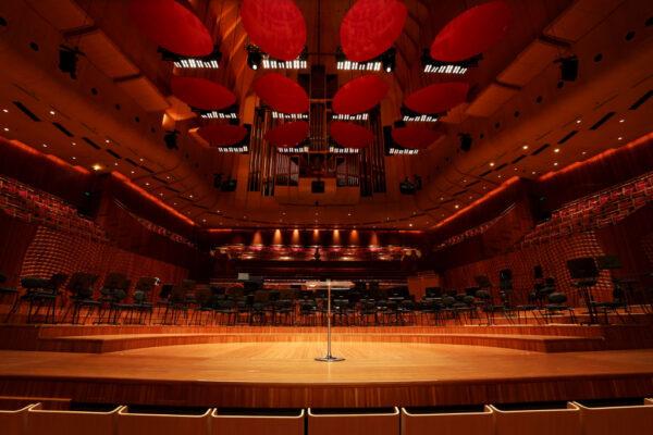 A general view of the Concert Hall stage at the Sydney Opera House in Sydney, Australia, on July 14, 2022. (Lisa Maree Williams/Getty Images for Sydney Opera House)
