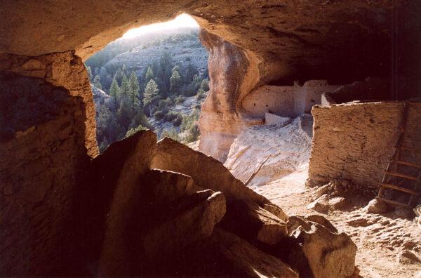 Looking out from one of the Gila cave dwellings. (Public Domain)