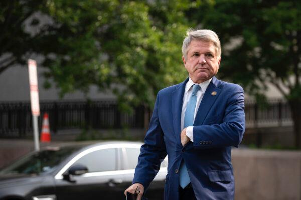 Rep. Michael McCaul (R-Texas) arrives at a caucus meeting with House Republicans on Capitol Hill in Washington, on May 10, 2023. (Drew Angerer/Getty Images)