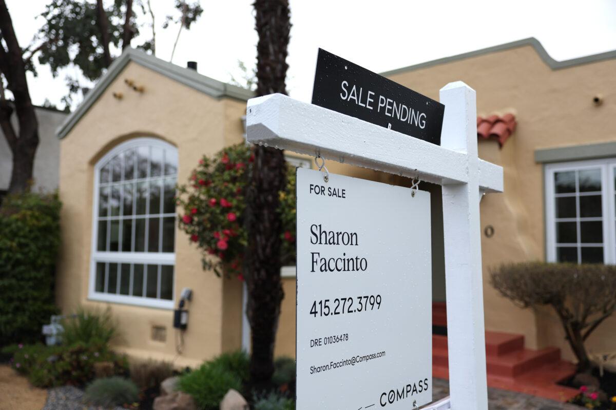 A for sale sign is posted in front of a home in San Anselmo, Calif., on March 22, 2023. (Justin Sullivan/Getty Images)