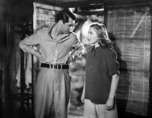 Geoff Carter (Cary Grant) and Bonnie Lee (Jean Arthur), in "Only Angels Have Wings." (MovieStillsDB)