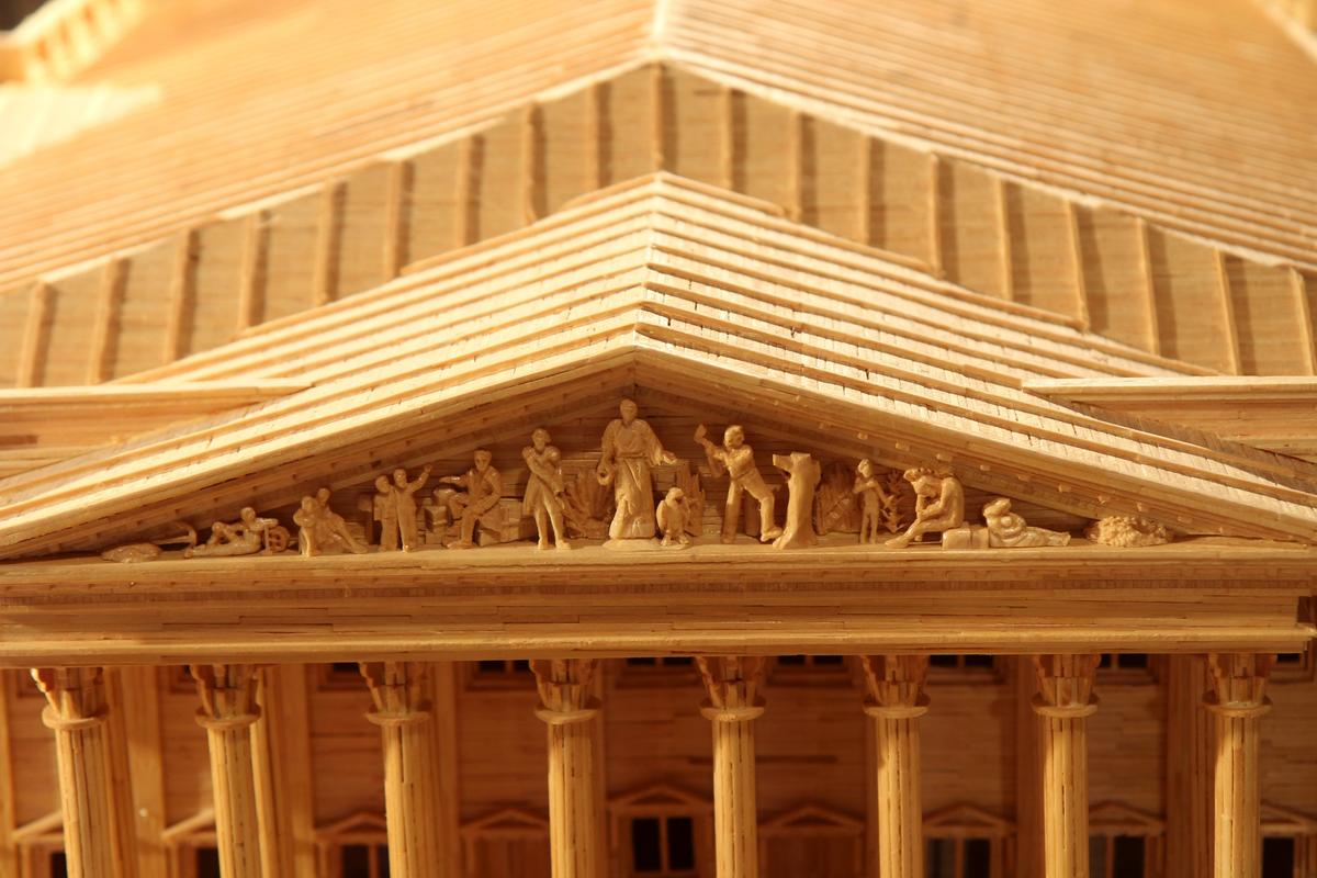 Detail of a pediment with Corinthian columns on the U.S. Capitol building. (Courtesy of Patrick Acton)
