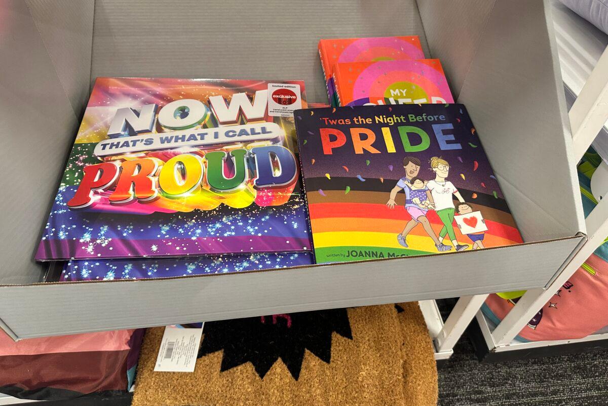 Target offers children's books and gingerbread houses as part of their Pride display at a store in Texas on May 24, 2023. (Darlene McCormick Sanchez/The Epoch Times)