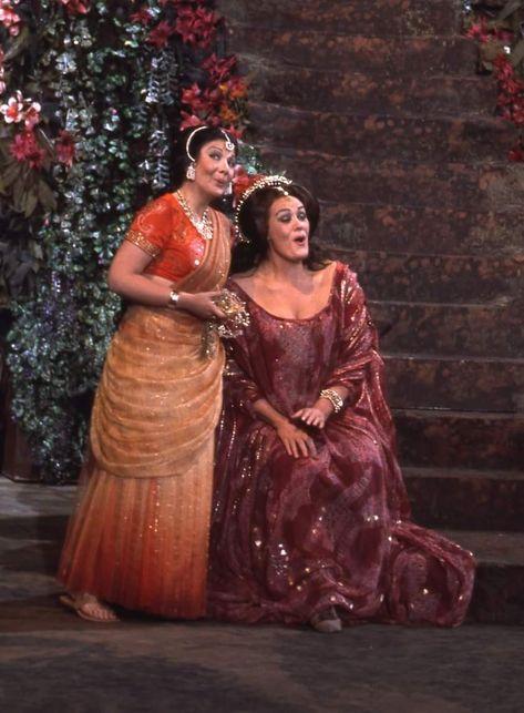 Huguette Tourangeau (L) and Joan Sutherland performing the "Flower Duet" in “Lakmé,” in the 1976 production at Opera Australia. (Public Domain)