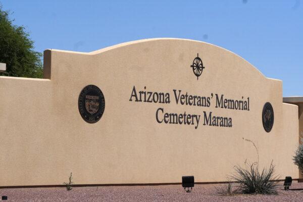 The entrance to the Arizona Veterans' Memorial Cemetery Marana on May 27, 2023. (Allan Stein/The Epoch Times)