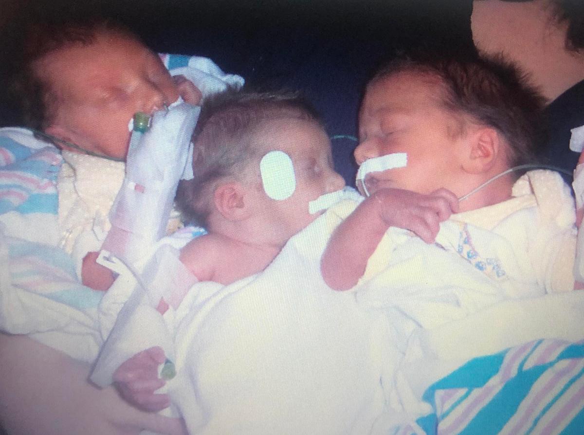 The triplets when they were born. (Courtesy of Becky Barker)