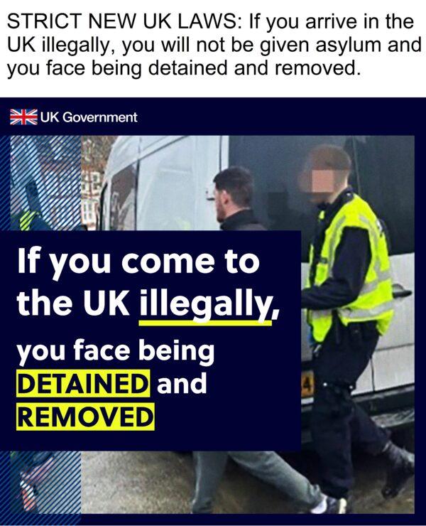 Undated handout photo issued by the Home Office of an advert targeting people considering entering the UK without permission, issue dated May 28, 2023. (Home Office/PA Wire)