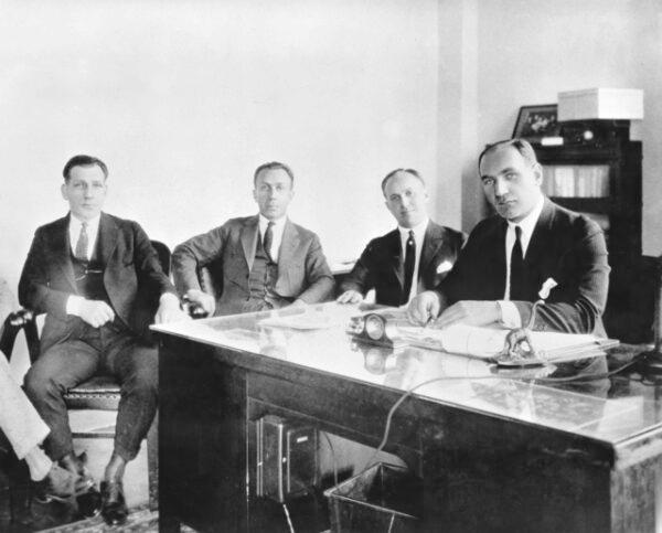 (L–R) Sam Warner, Harry Warner, Jack L. Warner, and Albert Warner in 1922. (HBO Max)