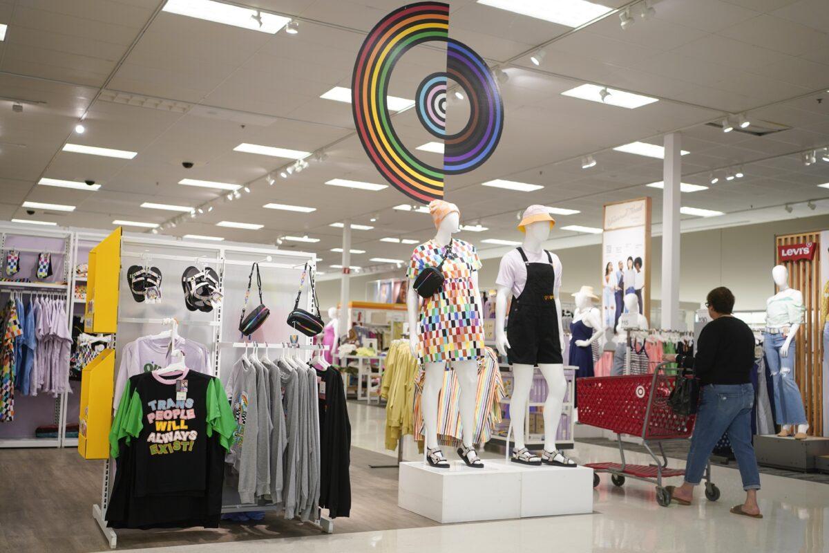 Pride month merchandise is displayed at the front of a Target store in Hackensack, N.J., on May 24, 2023. (Seth Wenig/AP)