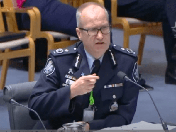Ian McCartney, Deputy Commissioner for the AFP, confirmed the agency will not renew its agreement signed with China's NCS. (Screenshot via The Epoch Times/Parliament of Australia website [CC BY-NC-ND 3.0 AU])