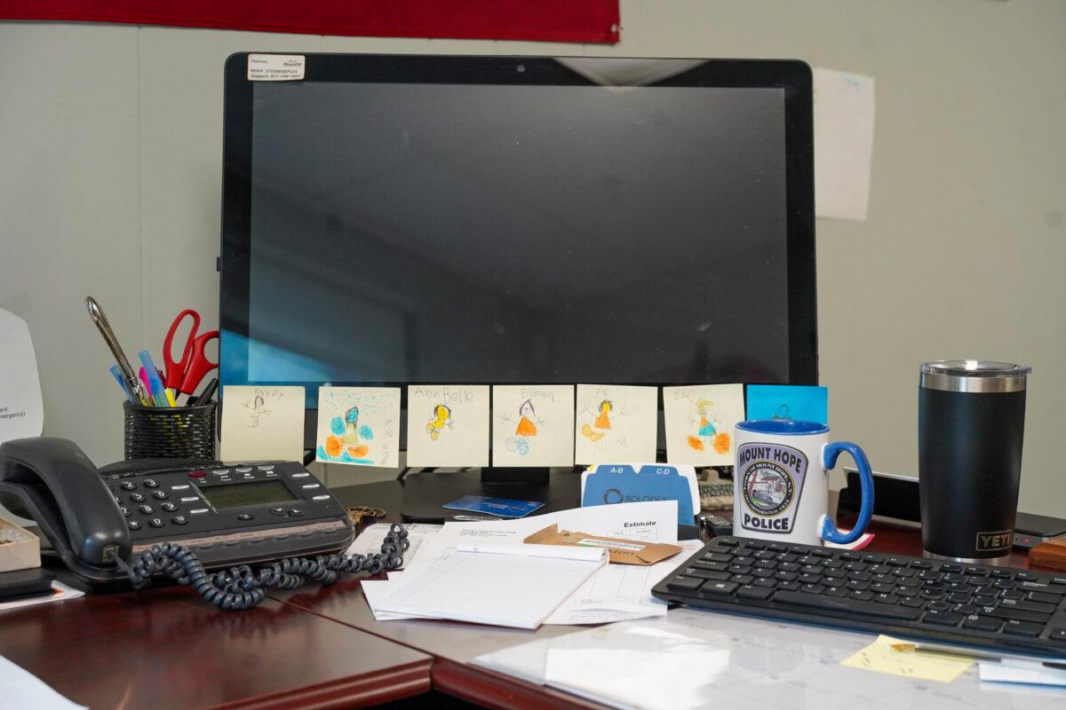 Supervisor Matthew Howell's office at Mount Hope Town Hall in Otisville, N.Y., on May 22, 2023. (Cara Ding/The Epoch Times)