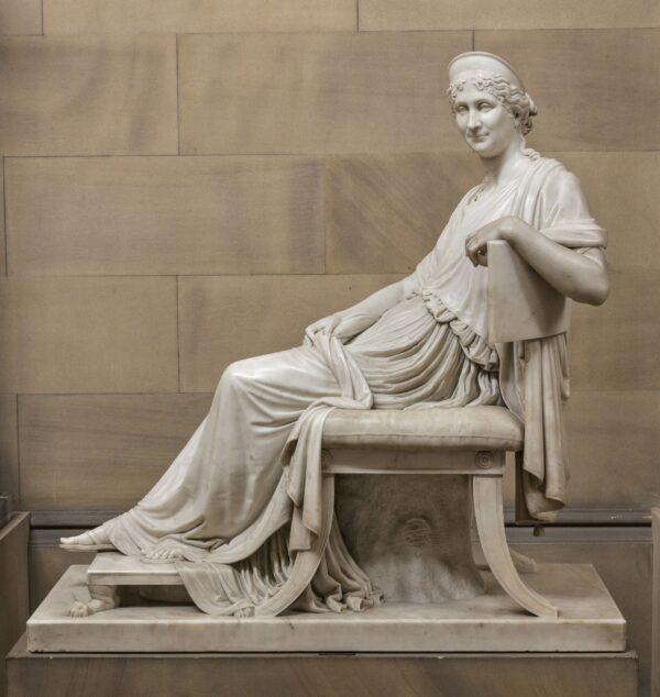“Madame Mère (Letizia Ramolino Bonaparte),” 1805/1807, by Antonio Canova. Marble; 57 7/8 inches by 57 9/16 inches by 30 5/16 inches. The Devonshire Collections, Chatsworth, in England. (The Devonshire Collections, Chatsworth, reproduced by permission of Chatsworth Settlement Trustees/Bridgeman Images)