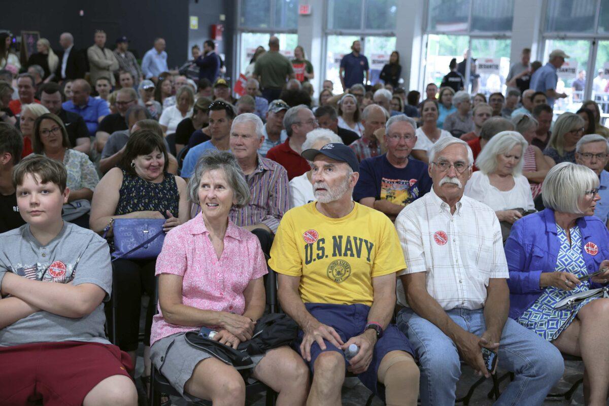 Guests attend a campaign event hosted by Republican presidential candidate Ron DeSantis at Eternity Church in Clive, Iowa, on May 30, 2023. (Scott Olson/Getty Images)