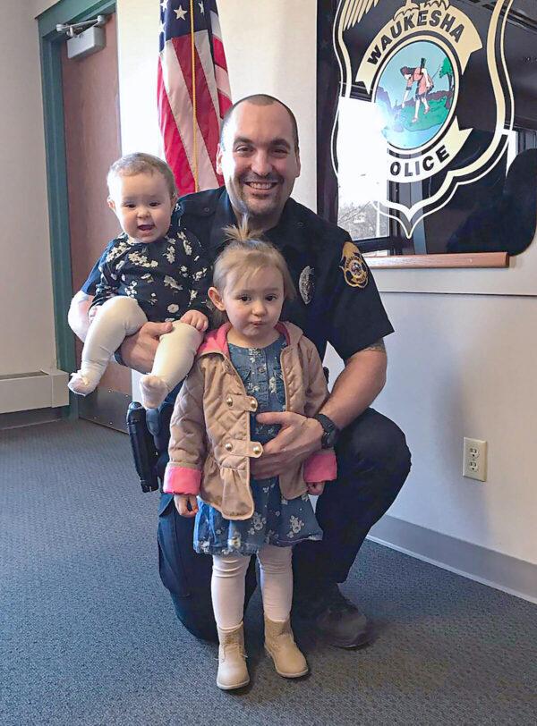 Garret O'Boyle with daughters Iris and Gwen, shortly before he left the Waukesha Police Department for the FBI. (Courtesy of Garret O'Boyle)