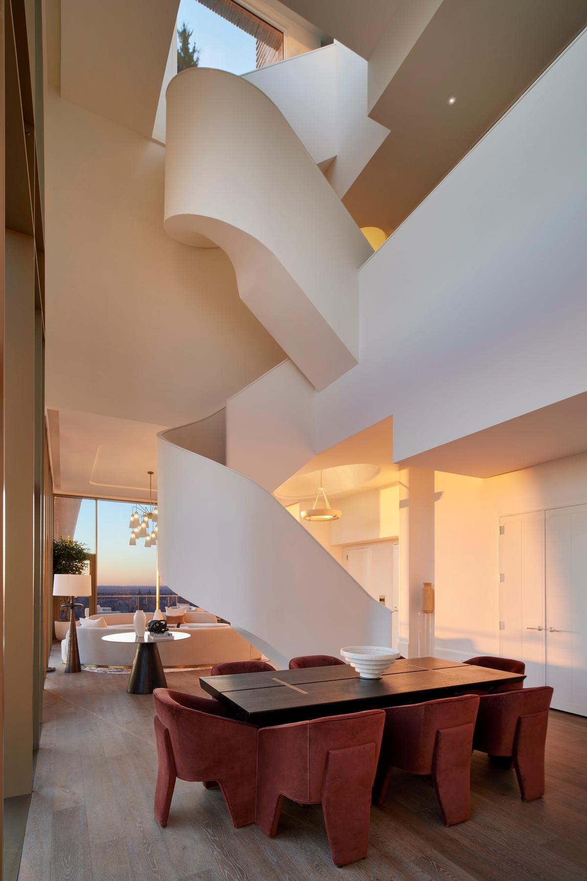 In addition to an elevator, a circular staircase provides access to all three levels. (Sean Hemmerle)