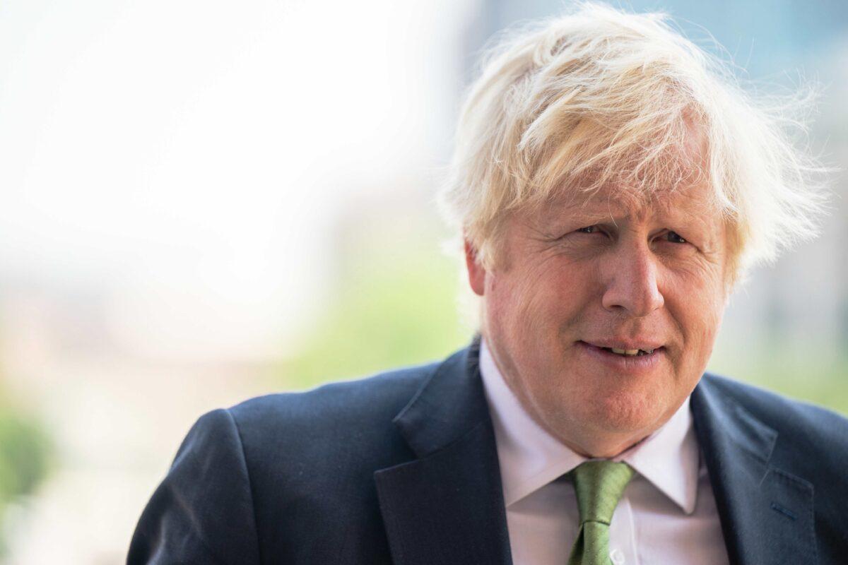 Former UK Prime Minister Boris Johnson looks on during a tour after a meeting with Gov. Greg Abbott at the Texas State Capitol in Austin, Texas, on May 23, 2023. (Brandon Bell/Getty Images)