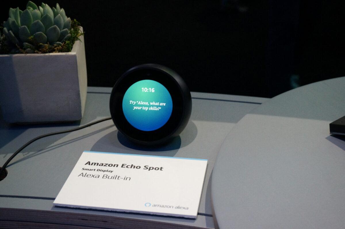 Amazon's Echo Spot device powered by its Alexa digital assistant is seen at the Consumer Electronics Show in Las Vegas on Jan. 11, 2019. (Robert Lever/AFP via Getty Images)