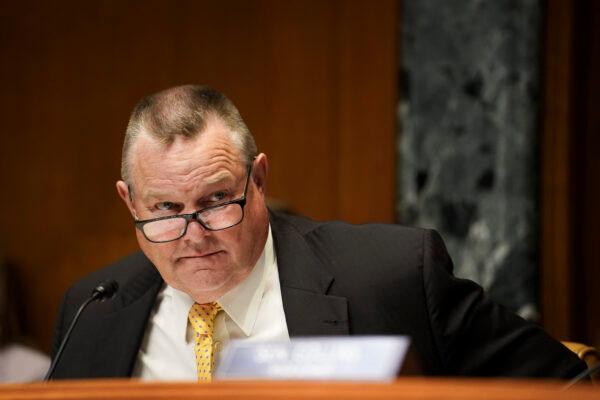 Senator Jon Tester (D-Mont.) holds a hearing to review the president’s fiscal year 2024 budget request for the National Guard and Reserve in Washington, on June 1, 2023. (Madalina Vasiliu/The Epoch Times)