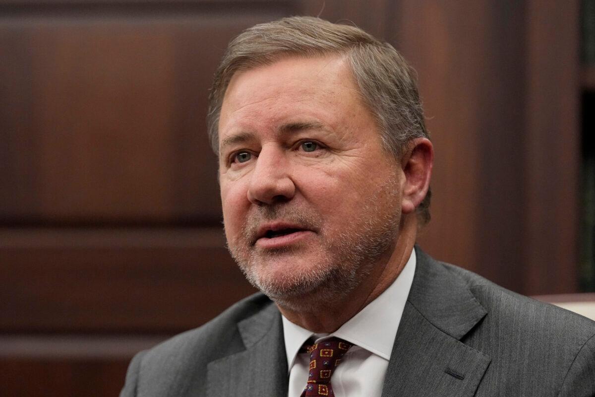 Oklahoma Attorney General Gentner Drummond during an interview in Oklahoma City on Feb. 1, 2023. (Sue Ogrocki/AP Photo)
