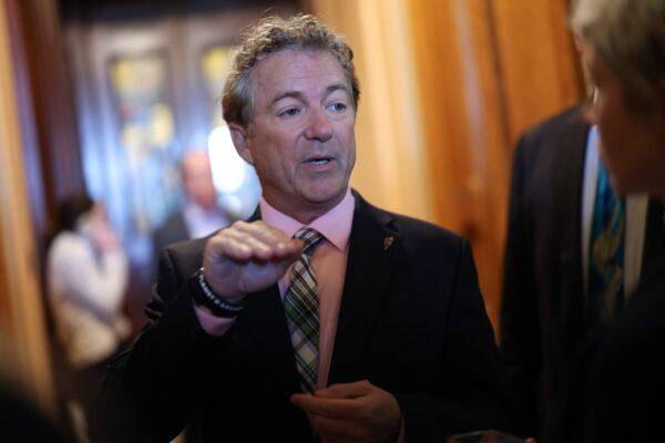 Sen. Rand Paul (R-Ky.) talks to reporters at the U.S. Capitol in Washington on June 1, 2023. (Kevin Dietsch/Getty Images)