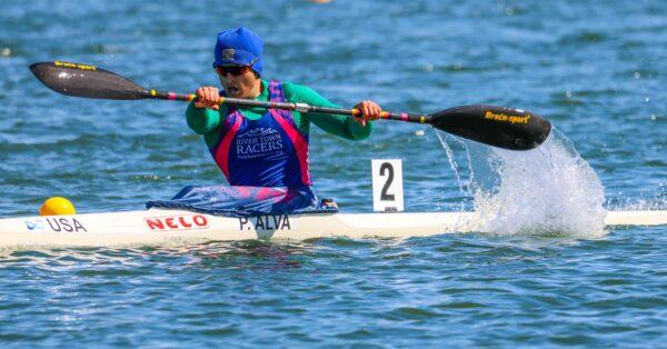 Petri Alva represents the River Town Racers at Lake Natoma in Folsom, Calif., on April 13, 2023. (Courtesy of Schonna Schenk)