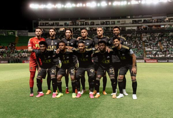 Los Angeles FC pose for their team photo prior to the first leg of the CONCACAF Champions League championship against Club Leon at Estadio Leon in Leon, Guanajuato, Mexico on May 31, 2023. (Courtesy of Los Angeles FC via The Epoch Times)
