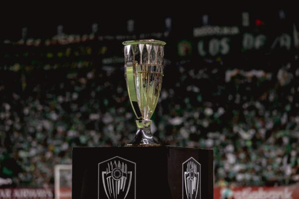 The CONCACAF Champions League trophy sits on display during the first leg of the championship between Los Angeles FC and Club Leon at Estadio Leon in Leon, Guanajuato, Mexico on May 31, 2023. (Courtesy of Los Angeles FC via The Epoch Times)