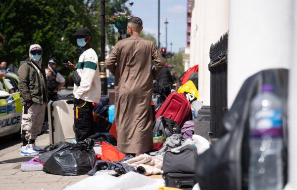 Outside the Comfort Inn hotel on Belgrave Road in Pimlico, central London, on June 2, 2023, where the Home Office has reportedly asked a group of illegal immigrants to be accommodated four to a room. (James Manning/PA Wire)