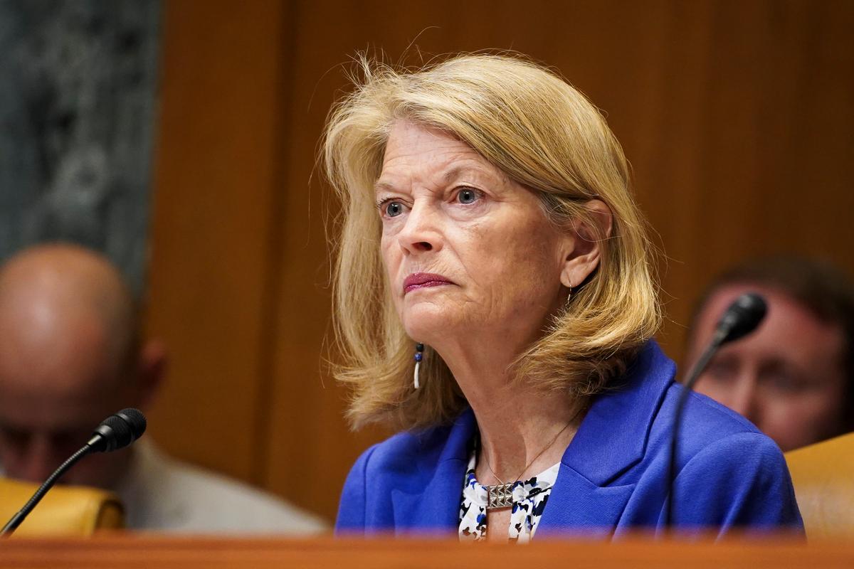 Sen. Lisa Murkowski (R-Alaska) speaks during a hearing to review the President’s fiscal year 2024 budget request for the National Guard and Reserve in Washington on June 1, 2023. (Madalina Vasiliu/The Epoch Times)