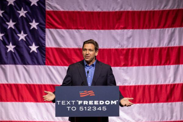 Florida governor and 2024 presidential hopeful Ron DeSantis speaks during a campaign stop at the Greenville Convention Center in Greenville, S.C., on June 2, 2023. (Logan Cyrus/AFP via Getty Images)