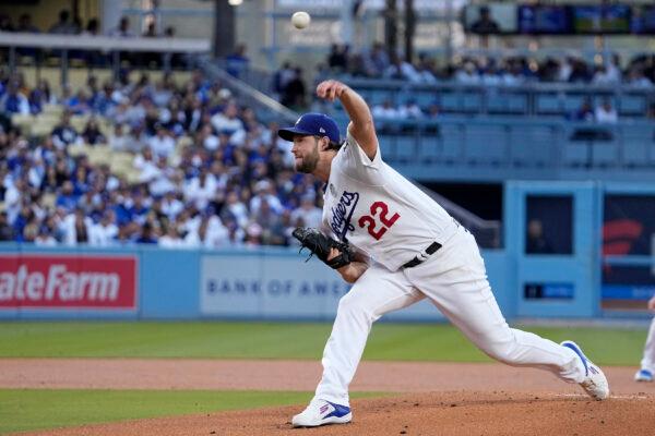 Los Angeles Dodgers starting pitcher Clayton Kershaw throws to the plate during the first inning of a baseball game against the New York Yankees in Los Angeles June 2, 2023. (Mark J. Terrill/AP Photo)