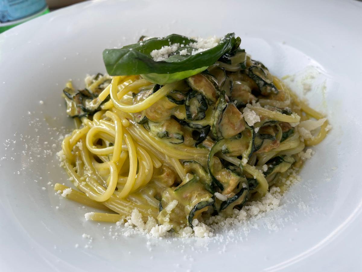 Deceptively simple zucchini pasta at La Cambusa Positano in Positano, Italy. (Jess Fleming/Pioneer Press/TNS)