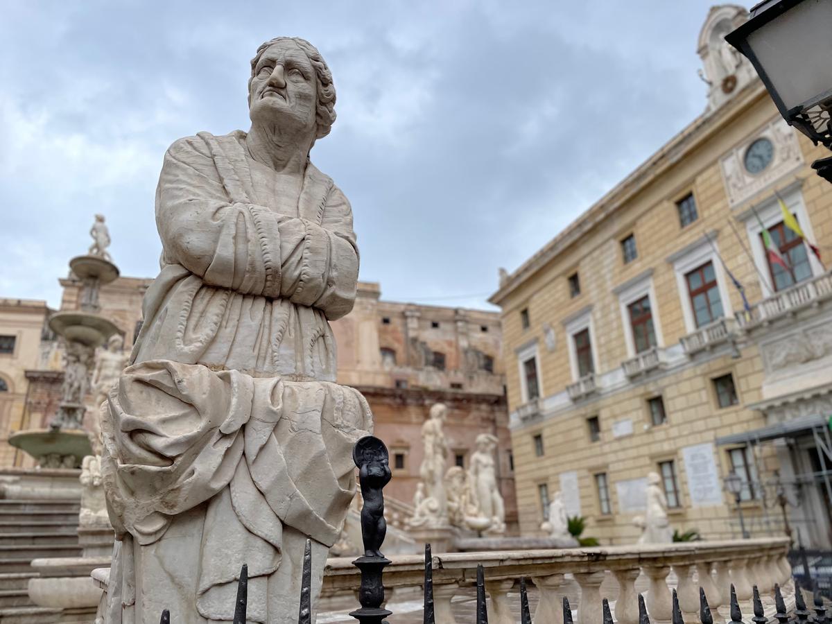 A statue in Piazza Pretoria in Palermo, Sicily. (Jess Fleming/Pioneer Press/TNS)