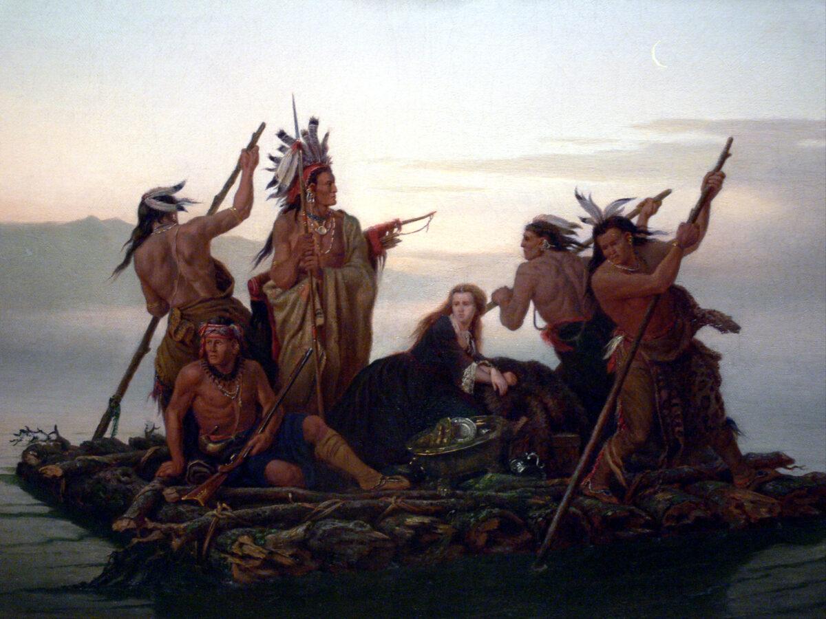 “The Abduction of Boone’s Daughter by the Indians” by Carl Wimar, 1855–1856. Oil on canvas. Amon Carter Museum of American Art, Fort Worth, Texas. (Public domain)