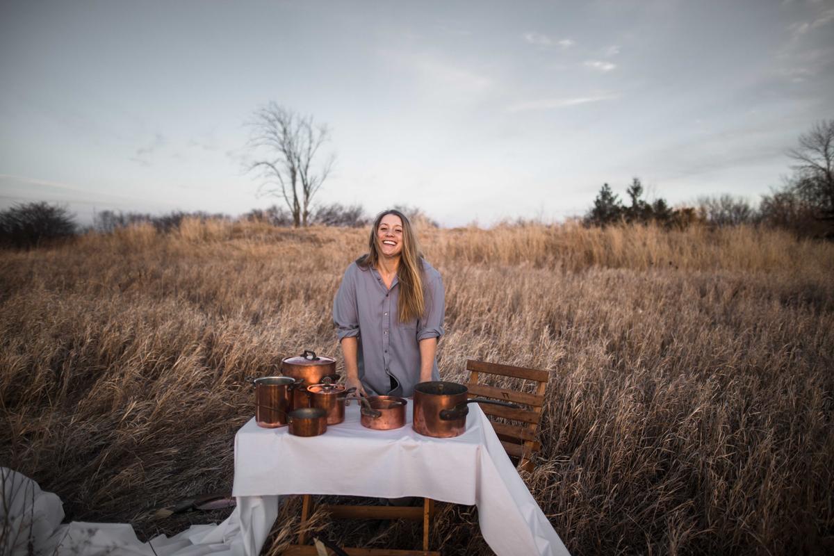 Dahmen with a mix of her own American-made copper cookware and restorations-in-progress of vintage pieces from around the world. (Christian Watson)