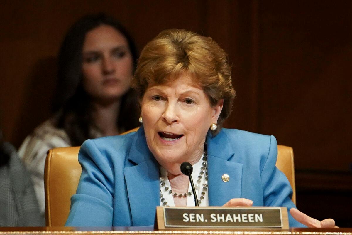 Sen. Jeanne Shaheen (D-N.H.) speaks during a hearing reviewing the president’s fiscal year 2024 budget request for the National Guard and Reserve in Washington on June 1, 2023. (Madalina Vasiliu/The Epoch Times)
