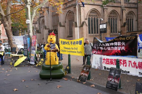 Aaron Chang spoke at the rally in Sydney on June 4, 2023. (Tom Yu/The Epoch Times)