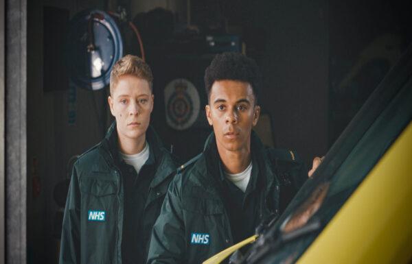Undated photo of Milo Clarke as Teddy (R) and Arin Smethurst as Sah Brockner (L) in "Casualty." (BBC)
