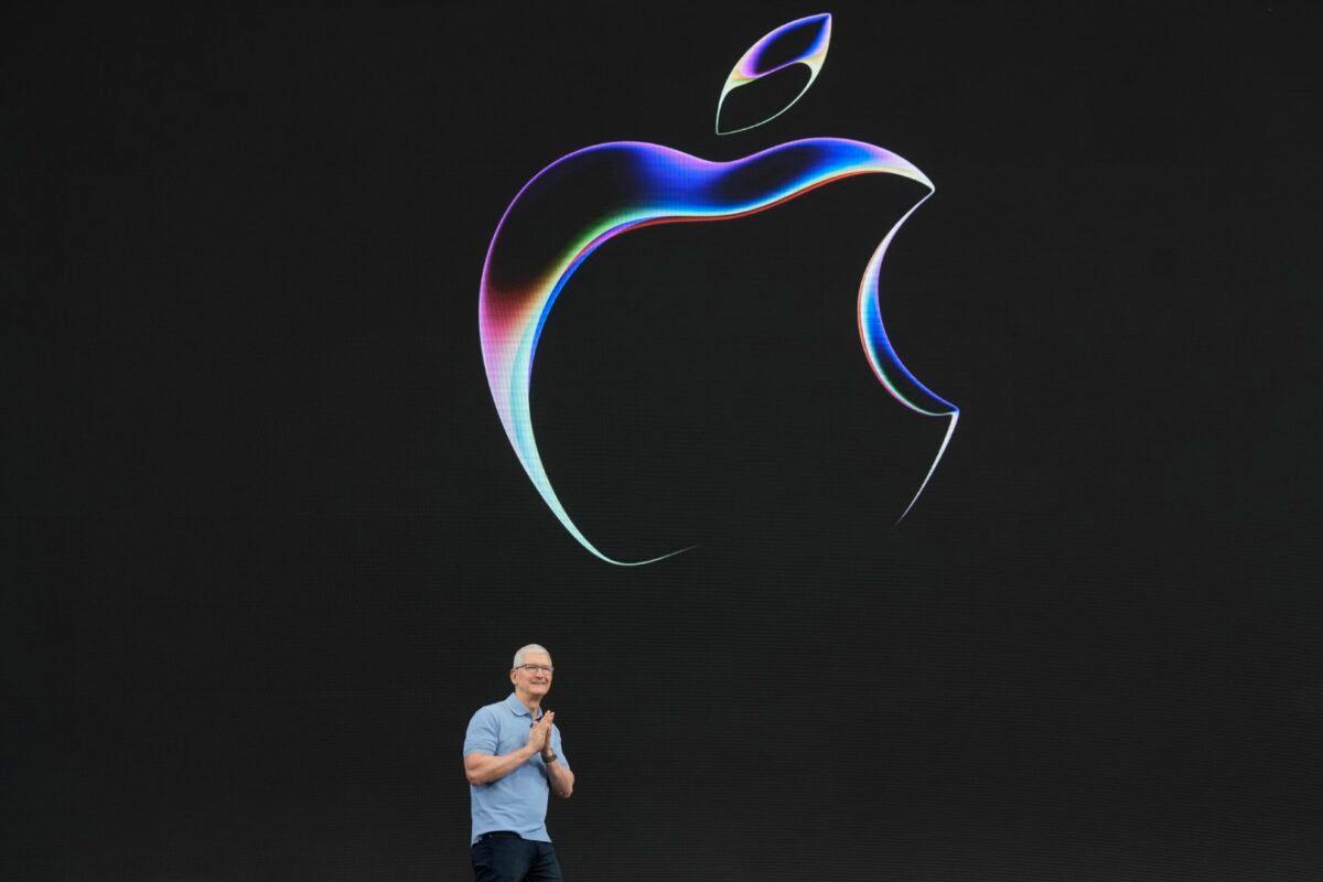 Apple CEO Tim Cook speaks during an announcement of new products on the Apple campus in Cupertino, Calif., on June 5, 2023. (Jeff Chiu/AP Photo)