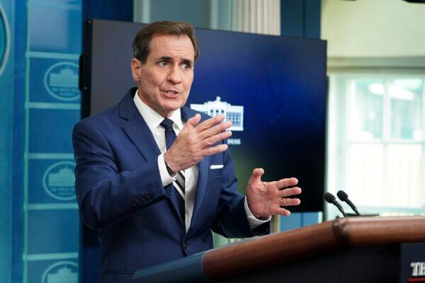 National Security Council Coordinator for Strategic Communications John Kirby speaks during the press briefing at the White House in Washington on June 6, 2023. (Madalina Vasiliu/The Epoch Times)
