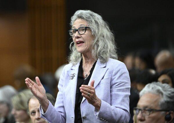 Minister of Fisheries, Oceans and the Canadian Coast Guard Joyce Murray rises during Question Period in the House of Commons on Parliament Hill in Ottawa on May 29, 2023. (The Canadian Press/Justin Tang)
