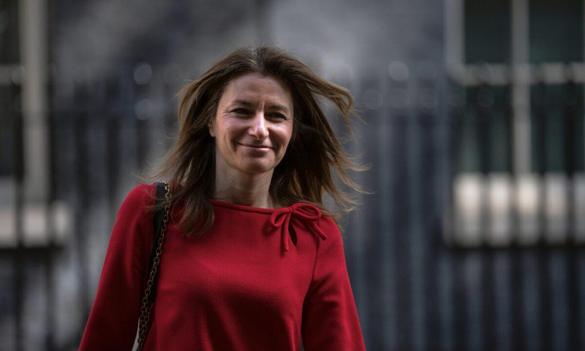 Britain's Secretary of State for Digital, Culture, Media and Sport Lucy Frazer leaves after attending a weekly meeting of Cabinet ministers at 10 Downing Street in London on May 16, 2023. (Carl Court/Getty Images)