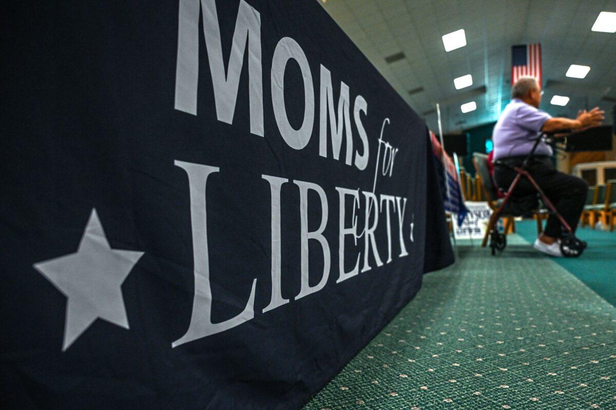 People and members of the Moms For Liberty association, attend a campaign event for Jacqueline Rosario, to be reelected as a member of the school board for District 2, in Vero Beach, Florida, on Oct. 16, 2022. (Giorgio Viera/AFP via Getty Images)