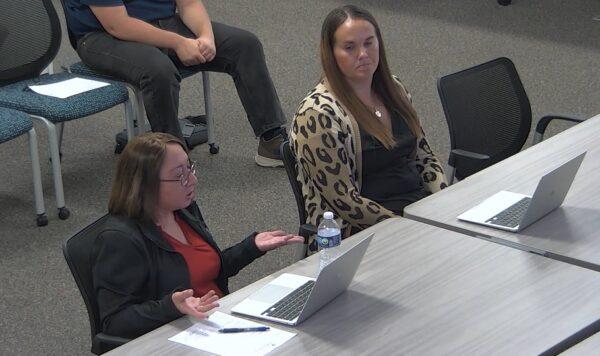 Flagler County Schools Chief Financial Officer Patty Wormeck (left) and Director of Finance Keri Whitmore (right) speak at the June 6 Flagler County School Board Workshop. (Screenshot/Flagler County Schools)