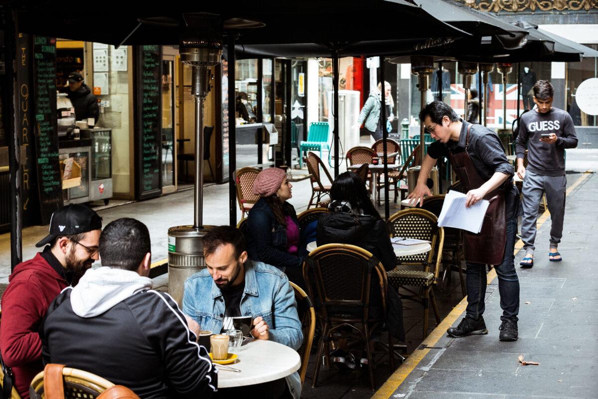 Cafes in Melbourne's Degraves street open for dine in customers in Melbourne, Australia, on June 01, 2020. (Darrian Traynor/Getty Images)