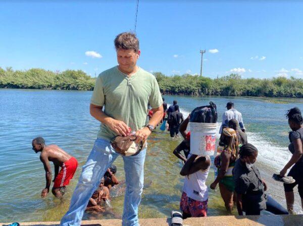 Todd Bensman on the Mexican side of the infamous Del Rio, Texas migrant camp in September 2021. (Courtesy of Todd Bensman)