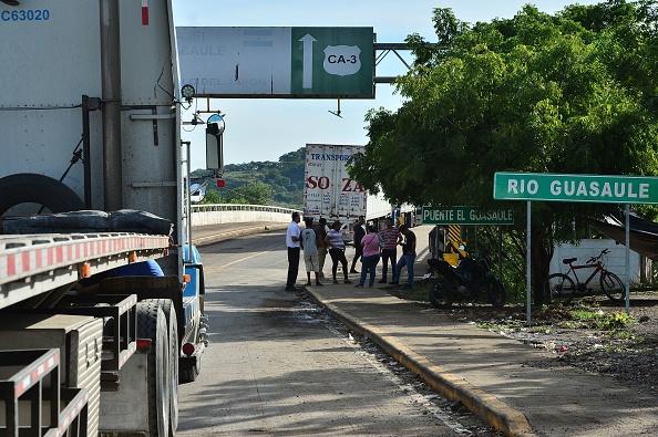 The border between Nicaragua and Honduras in 2019. This site is where African and Haitian migrants pass on their way to the United States. (Orlando Sierra/AFP via Getty Images)