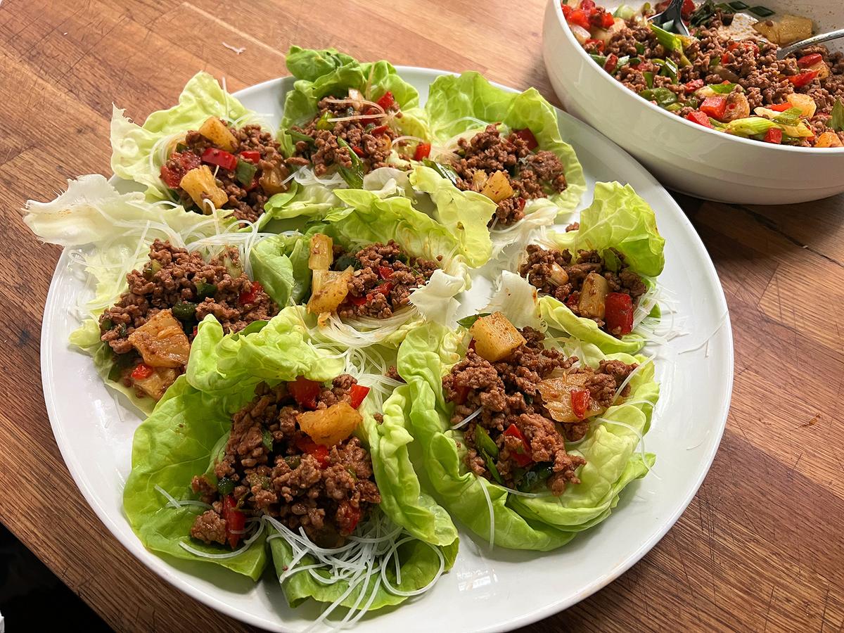 Red Curry Pork and Pineapple Lettuce Wraps