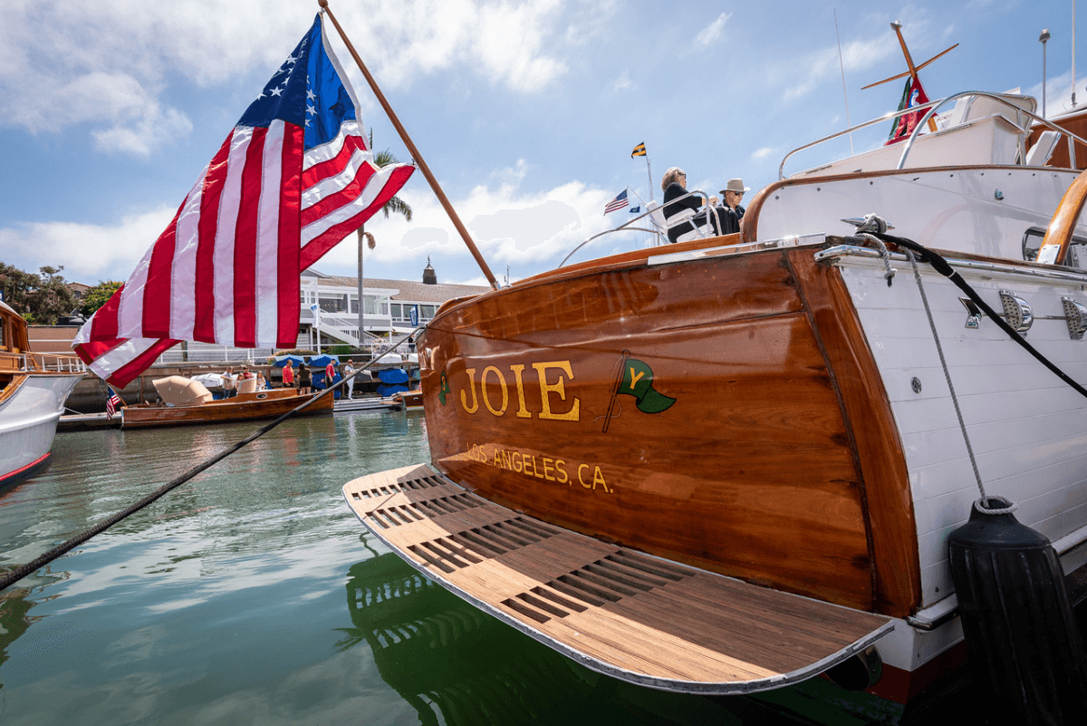 A wooden boat is seen at the 2019 Newport Wooden Boat Festival in Newport Beach, California. (Courtesy of the Balboa Yacht Club)